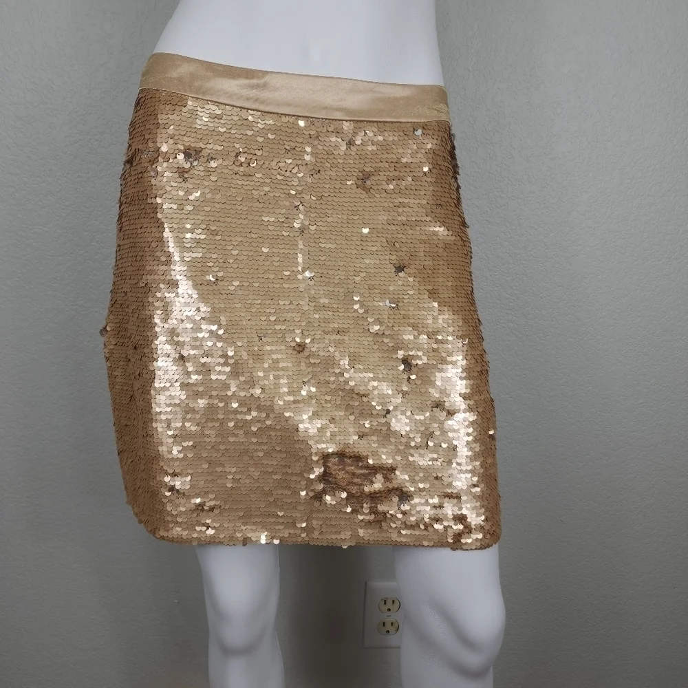 Candela Gold Sequin A- line Skirt Size M
